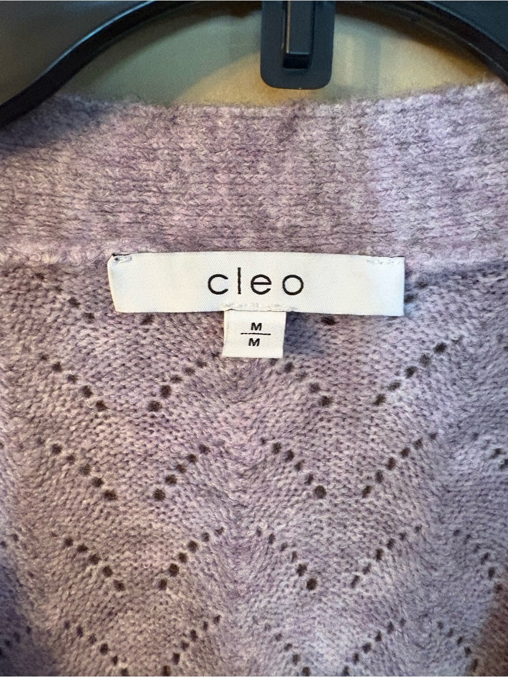 Cleo Purple Gray Knit Cardigan Pearl Flower Buttons Medium - Picture 3 of 11